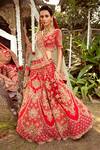 Buy_Pallavi Poddar_Raw Silk Floral Embroidered Lehenga Set_at_Aza_Fashions