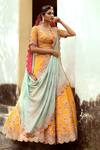 Buy_Pallavi Poddar_Yellow Dupatta Tissue, Lehenga And Blouse Raw Ganga Embroidered Bridal Set _at_Aza_Fashions