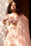 Shop_Pallavi Poddar_Pink Georgette Anando Lucknowi Embroidered Lehenga Set_at_Aza_Fashions