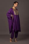 Buy Purple Satin Embellishment Sequin And Zari Round Kurta & Pant Set