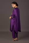 Shop_PRAHNAAYA_Purple Satin Embroidery Sequin And Thread Round Kurta & Pant Set_at_Aza_Fashions