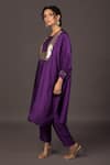 Buy_PRAHNAAYA_Purple Satin Embroidery Sequin And Thread Round Kurta & Pant Set_Online_at_Aza_Fashions