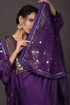 Shop_PRAHNAAYA_Purple Satin And Silk Organza Embroidery Sequin & Thread Round Kurta Pant Set_Online_at_Aza_Fashions