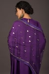 PRAHNAAYA_Purple Satin And Silk Organza Embroidery Sequin & Thread Round Kurta Pant Set_at_Aza_Fashions