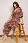 Buy Pheeta Maroon Cotton Hand Block Print Floral Motifs V Neck Kaftan And Pant Set Online at Aza Fashions Buy_Pheeta_Maroon Cotton Hand Block Print Floral Motifs V Neck Kaftan And Pant Set _Online_at_Aza_Fashions