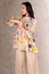 Buy_Arcvsh by Pallavi Singh_Beige Cotton Silk Printed Floral Round Tunic _at_Aza_Fashions