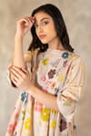 Shop_Arcvsh by Pallavi Singh_Beige Cotton Silk Printed Floral Round Tunic _Online_at_Aza_Fashions