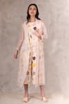 Buy_Arcvsh by Pallavi Singh_Peach 100% Linen Printed Floral Jumpsuit Round With Jacket _at_Aza_Fashions