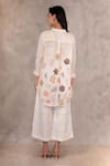 Shop_Arcvsh By Pallavi Singh_Ivory 100% Linen Floral, Geometric Mandarin Collar Embroidered Tunic And Pant Set _at_Aza_Fashions