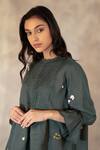 Buy_Arcvsh By Pallavi Singh_Green 100% Linen Floral Round Embroidered Top _Online_at_Aza_Fashions