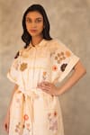 Arcvsh by Pallavi Singh_Peach 100% Linen Printed Floral Shirt Collar Tunic  _at_Aza_Fashions