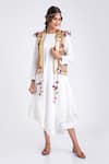 Buy_Kalakari by Akanksha_Beige Silk And Cotton Embroidery Gota Patti Round Jacket & Kurta Set _at_Aza_Fashions
