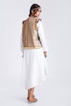 Shop_Kalakari by Akanksha_Beige Silk And Cotton Embroidery Gota Patti Round Jacket & Kurta Set _at_Aza_Fashions
