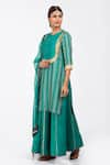 Buy_Kalakari by Akanksha_Blue Silk Chanderi And Organza Embroidery Gota Patti & Fringe Kurta Lehenga Set _at_Aza_Fashions