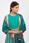 Kalakari by Akanksha_Blue Silk Chanderi And Organza Embroidery Gota Patti & Fringe Kurta Lehenga Set _Online_at_Aza_Fashions