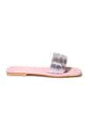 Buy_Perca_Pink Metallic Striped Strappy Flats_Online_at_Aza_Fashions