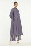 Three_Purple 100% Cotton Poplin Band Front Placket Tunic_Online_at_Aza_Fashions