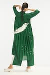 Shop_THREE_Green 100% Cotton Poplin Print Stripes Band Back Pleated Tunic  _at_Aza_Fashions