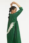 Buy_THREE_Green 100% Cotton Poplin Print Stripes Band Back Pleated Tunic  _Online_at_Aza_Fashions