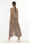 Shop_THREE_Beige Crepe Pant With Attached Skirt  _at_Aza_Fashions