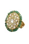 Shop_Riana Jewellery_White Real Jadtar Stones Embellished Ring _at_Aza_Fashions