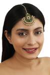 Shop_Riana Jewellery_Gold Plated Crescent Moon Motif Maangtikka _at_Aza_Fashions