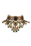 Riana Jewellery_Gold Plated Pearls, Diamonds, Stones Floral Choker Set _Online_at_Aza_Fashions