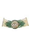 Riana Jewellery_Gold Plated Pearls, Diamonds, Stones Multi Layered Beaded Choker Set _Online_at_Aza_Fashions