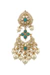 Riana Jewellery_Blue Pearls, Diamonds, Crystals Drop Necklace Set _at_Aza_Fashions
