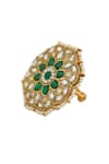 Riana Jewellery_Gold Plated Real Jadtar Stones Studded Floral Ring _Online_at_Aza_Fashions