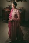 Buy_Rhua_Pink Anarkali Chanderi, Dupatta Organza, Pant Cotton Silk Embroidered Set _at_Aza_Fashions
