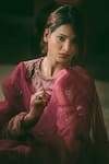 Shop_Rhua_Pink Anarkali Chanderi, Dupatta Organza, Pant Cotton Silk Embroidered Set _Online_at_Aza_Fashions