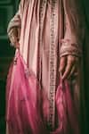 Rhua_Pink Anarkali Chanderi, Dupatta Organza, Pant Cotton Silk Embroidered Set _at_Aza_Fashions
