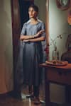 Buy_Rhua_Grey Kurta Chanderi Embroidery Zardozi Round Floral Set _at_Aza_Fashions