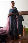 Buy_Rhua_Blue Dupatta Organza, Kurta Pure , Pant Cotton Embroidered Set _at_Aza_Fashions