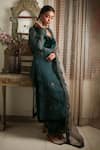 Buy Rhua Green Dupatta Organza, Inner Velvet, Kurta, Pant Cotton Silk Embroidered Set at Aza Fashions Buy_Rhua_Green Dupatta Organza, Inner Velvet, Kurta, Pant Cotton Silk Embroidered Set _at_Aza_Fashions