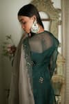 Shop Rhua Green Dupatta Organza, Inner Velvet, Kurta, Pant Cotton Silk Embroidered Set at Aza Fashions Shop_Rhua_Green Dupatta Organza, Inner Velvet, Kurta, Pant Cotton Silk Embroidered Set _at_Aza_Fashions