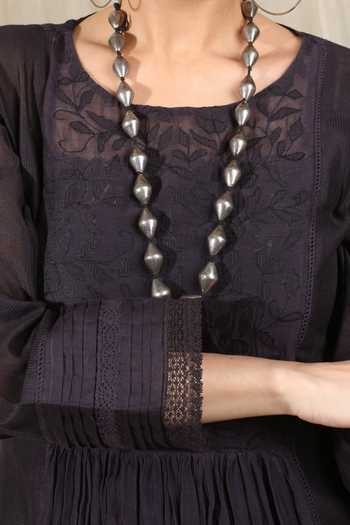 Shop_Rhua_Black Embroidered Kurta And Pant Set _Online_at_Aza_Fashions