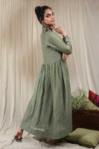 Buy_Rhua_Green Stripe Pattern Jacket With Tunic _Online_at_Aza_Fashions