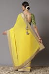 Shop_SHIKHAR SHARMA_Yellow Saree Georgette And Blouse Cotton Chanderi Embroidery Badla Border With _at_Aza_Fashions