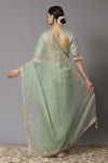 Shop_Shikhar Sharma_Green Raw Silk And Organza Embroidery Badla & Kasab High Border Saree With Blouse _at_Aza_Fashions