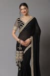 SHIKHAR SHARMA_Black Saree Georgette And Blouse Silk Chanderi Lining Shantoon Border With _Online_at_Aza_Fashions