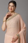 Shikhar Sharma Pink Saree Georgette And Blouse Silk Chanderi Lining Checkered Pattern With Online at Aza Fashions Shikhar Sharma_Pink Saree Georgette And Blouse Silk Chanderi Lining Checkered Pattern With _Online_at_Aza_Fashions