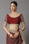 Buy_SHIKHAR SHARMA_Maroon Saree Georgette And Blouse Silk Chanderi Lining Shantoon With _Online_at_Aza_Fashions