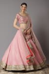 Buy_SHIKHAR SHARMA_Pink Lehenga Cotton Chanderi Embroidery Gota Patti Round Set _at_Aza_Fashions