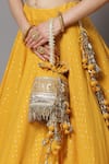 SHIKHAR SHARMA_Yellow Lehenga Cotton Chanderi Embroidery Gota Patti Leaf Neck Set _at_Aza_Fashions