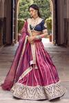 Buy_SHIKHAR SHARMA_Purple Lehenga Silk Embroidery Marodi Work Leaf Neck Bridal Set _at_Aza_Fashions