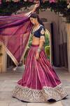 SHIKHAR SHARMA_Purple Lehenga Silk Embroidery Marodi Work Leaf Neck Bridal Set _Online_at_Aza_Fashions