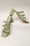 Buy_THE ALTER_Green Thea Braided Strap Block Heels _Online_at_Aza_Fashions