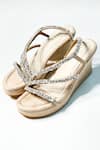 Buy_THE ALTER_Beige Embellished Kiara Wedges _at_Aza_Fashions